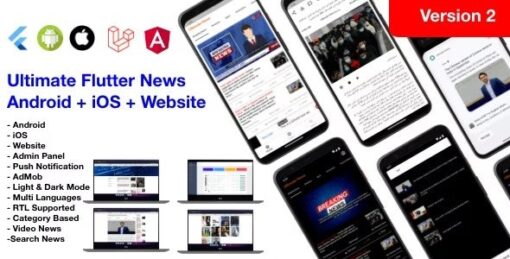 news full app v4.0 flutter app android + ios + website