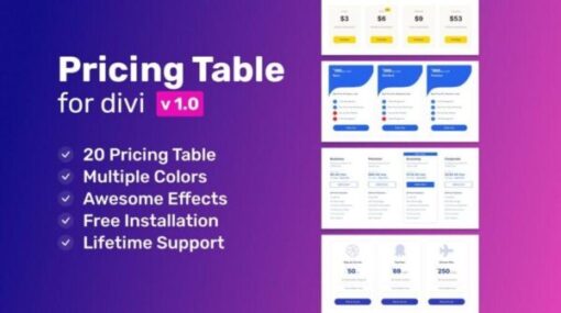 advanced pricing table for divi v1.0.4