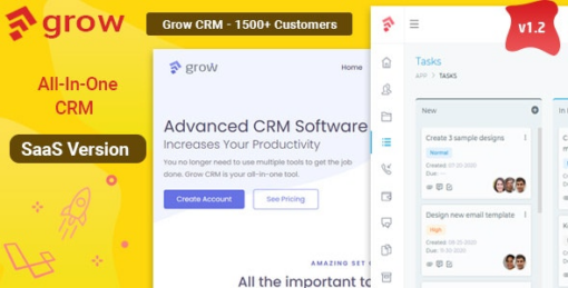 grow crm saas v2.5 laravel project management – multitenancy