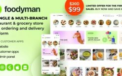 Foodyman v2024-03 – Single (Multi-Branch) Restaurant & Grocery Food Ordering & Delivery Platform