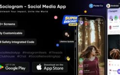 Sociogram (v1.0) Social Media App | Instagram Reels | Threads | Clubhouse | Chat | Social Networking App