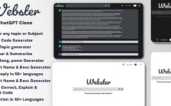 Ai Webster (v1.0.0) ChatGPT 4 & 3.5 Clone Ai Image Ai Content Generators Ai Chatbots Code Q&A Grammar SEO