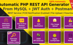 Automatic PHP REST API Generator + Postman Docs from MySQL Database With JWT Token Authentication v4.9