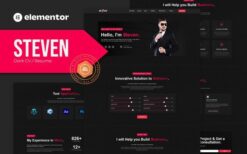Steven – Dark CV Portfolio Resume Elementor Template Kit