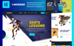 WiseRide – Skateboarding Lessons & Shop Woocommerce Elementor Template Kit