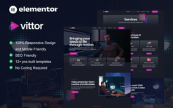 Vittor v1.0.0 Video Production Service Elementor Pro Template Kit