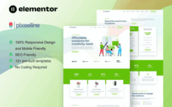 Pixeeline – Graphics Illustration Freelance & Creative Agency Elementor Template Kit
