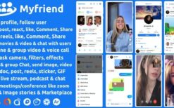 Myfriend v3.1 Friend Chat Post Tiktok Follow Radio Group ecommerce Zoom Live clone social network app