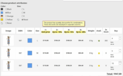 Viewing product combinations in a table Module v3.26.0 PrestaShop